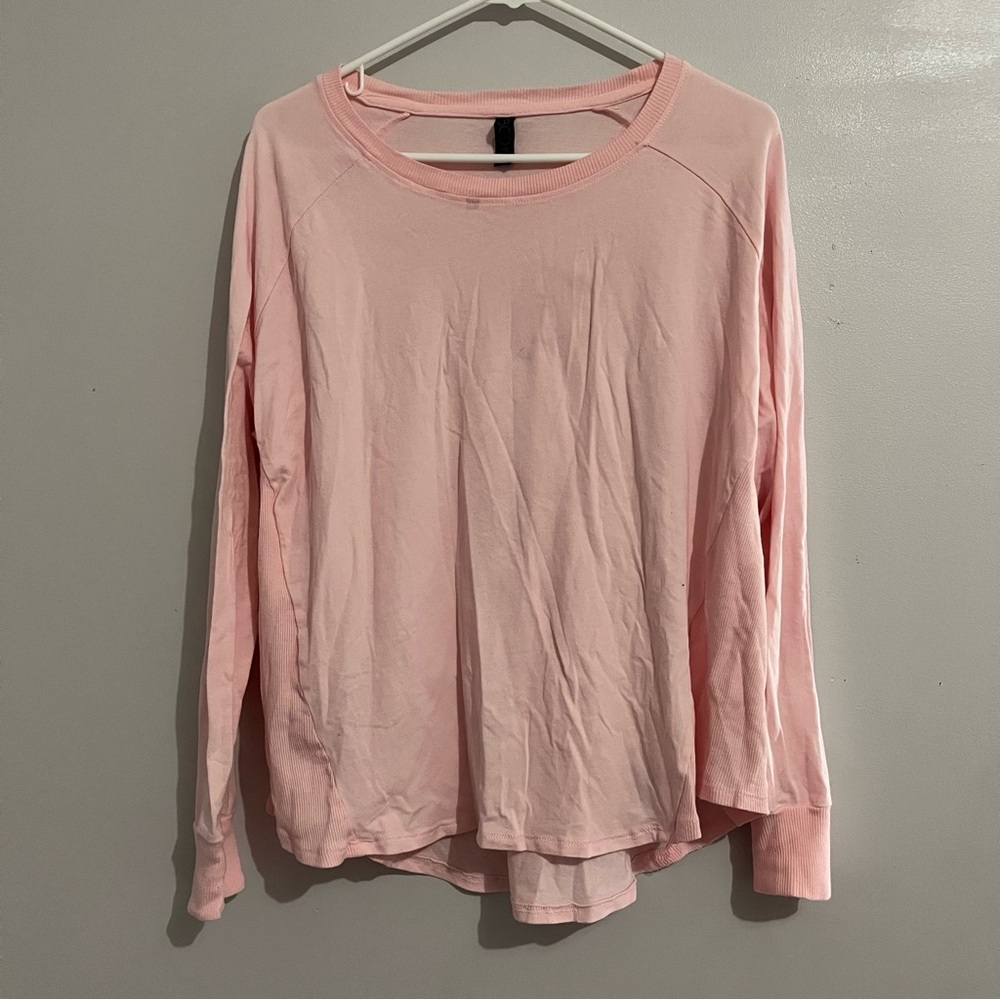 Pink Women's Top cotton on body size large long sleeve tee stretchy
